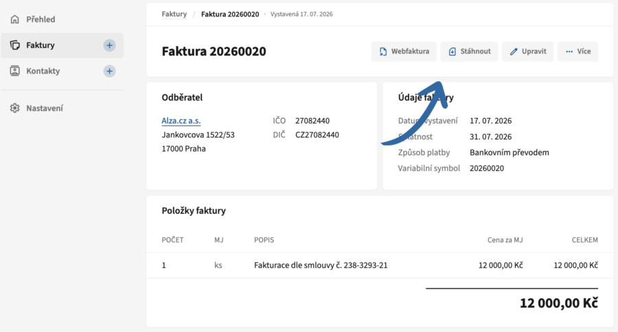 Práce s fakturou