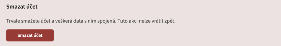 Trvalé smazání účtu