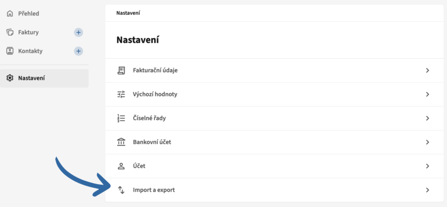 Jak exportovat faktury