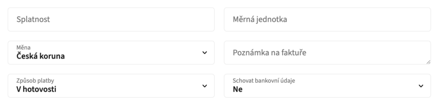 Nastavení výchozích hodnot